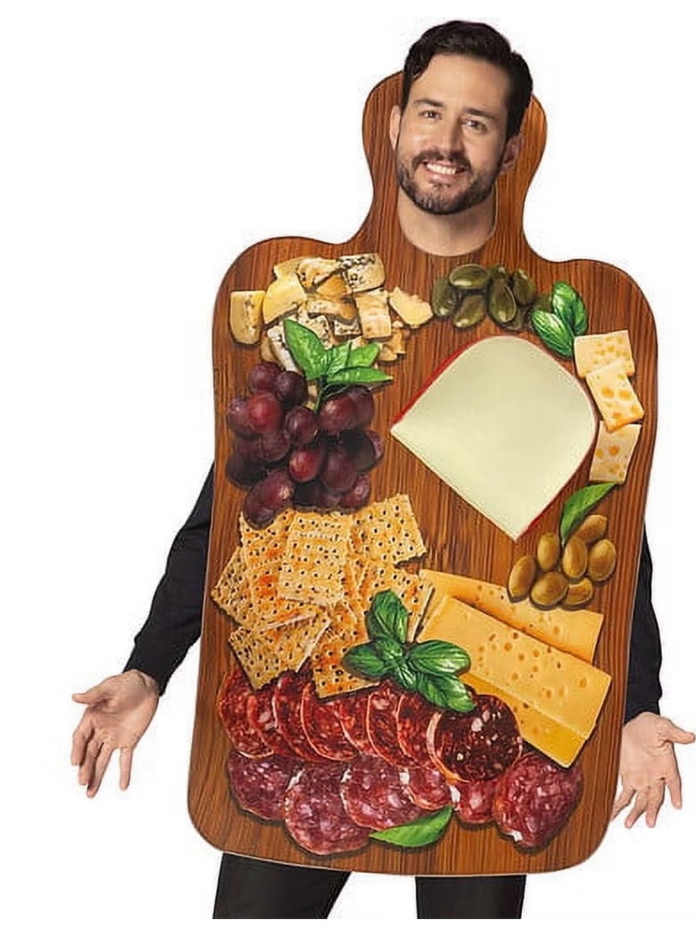Charcuterie Board Adult Costume , One Size, designed as a wooden serving platter
